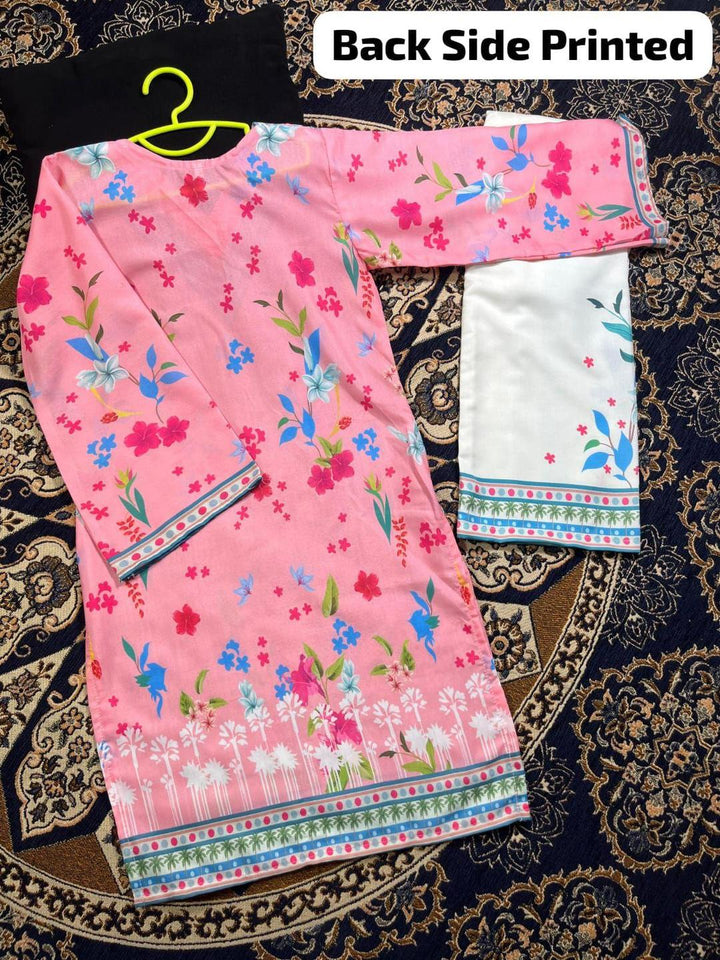 2 Pcs Girl's Cotton Embroidered Kurta And Pajama