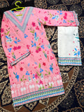 2 Pcs Girl's Cotton Embroidered Kurta And Pajama