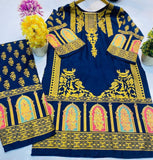 2 pcs Women’s Stitched Linen Block  Printed Suite