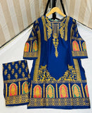2 pcs Women’s Stitched Linen Block  Printed Suite