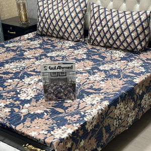3 Pcs Cotton Salonica Printed Double Bedsheeet