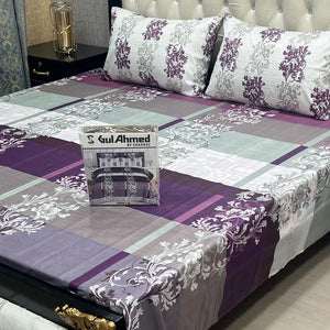 3 Pcs Cotton Salonica Printed Double Bedsheeet