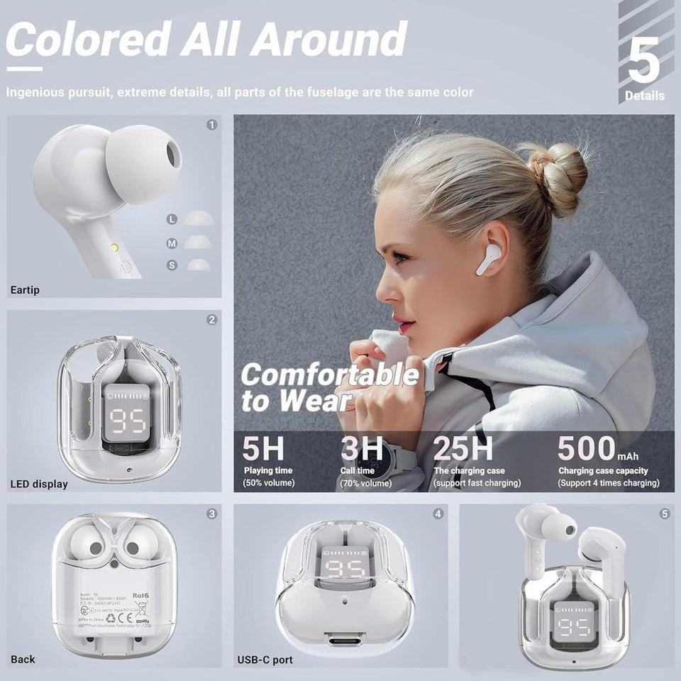 Stylish Clear Case Earbuds